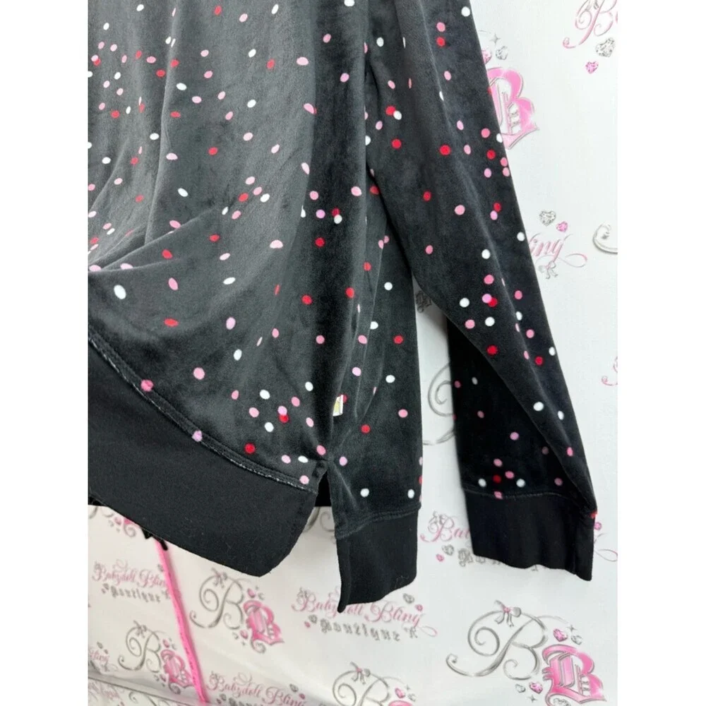 kate spade Long Sleeve Sleep shirt Black Dot-Print with Pink & White Dots